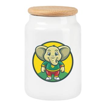 Elefant Niedlich Kawaii Cartoon Clipart Haustier Tier - Keksdose mit Holzdeckel - Weiß - Vorne