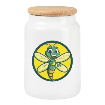 Libelle Niedliche Kawaii Cartoon Clipart Haustier Tier - Keksdose mit Holzdeckel - Weiß - Vorne