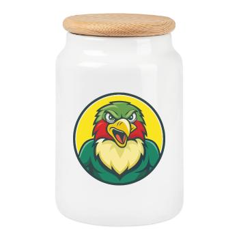 faucon mignon kawaii dessin animé clipart animal de compagnie - Boîte à biscuits avec couvercle en bois - blanc - Devant