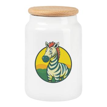 Zebra Niedliche Kawaii Cartoon Clipart Haustier Tier - Keksdose mit Holzdeckel - Weiß - Vorne