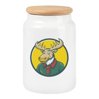 Elch süße Kawaii Cartoon Clipart Haustier Tier - Keksdose mit Holzdeckel - Weiß - Vorne