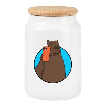 Influenceur des médias sociaux Capybara - Boîte à biscuits avec couvercle en bois - blanc - Devant