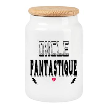 Oncle Fantastique - Boîte à biscuits avec couvercle en bois - blanc - Devant
