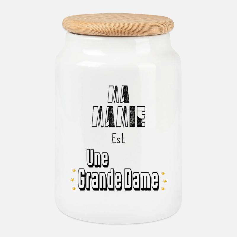 Ma Mamie Est Une Grande Dame - Boîte à biscuits avec couvercle en bois - blanc