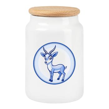 Impala Blau Kawaii Cartoon Figur Clipart Haustier - Keksdose mit Holzdeckel - Weiß - Vorne