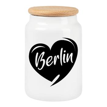 Berlin Liebe Herz Symbol Stadt Illustration Symbol - Keksdose mit Holzdeckel - Weiß - Vorne