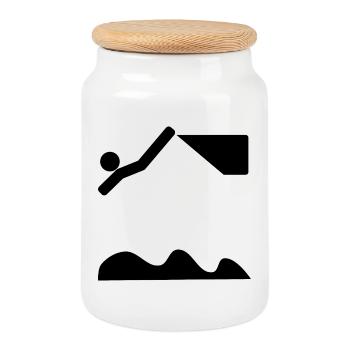 DIVING DIVING SWIMMING - Cookie Jar with Wooden Lid - white - Front