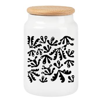 Abstrakte Koralle L Schwarz L Subtile Grunge-Textur - Keksdose mit Holzdeckel - Weiß - Vorne