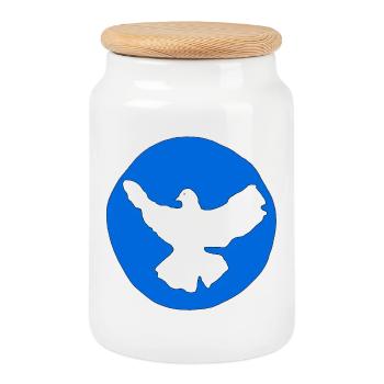 Dove of Peace - Cookie Jar with Wooden Lid - white - Front