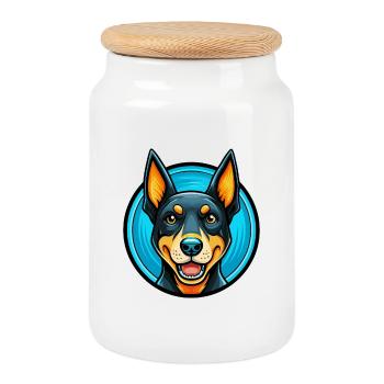 Australischer Kelpie Hund Buntes Kawaii Cartoon Haustier - Keksdose mit Holzdeckel - Weiß - Vorne