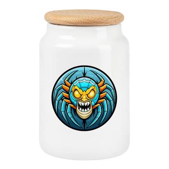 araignée coloré Kawaii personnage de dessin animé Clipart - Boîte à biscuits avec couvercle en bois - blanc - Devant