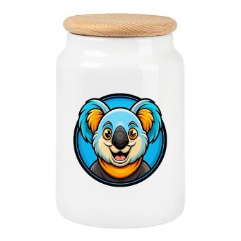 Koala Bunte Kawaii Cartoon Figur Clipart - Keksdose mit Holzdeckel - Weiß - Vorne