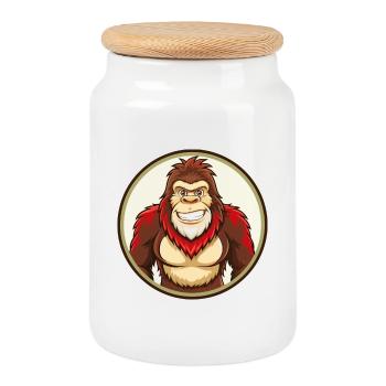 BigFoot Colorful Kawaii Cartoon Character Clipart - Cookie Jar with Wooden Lid - white - Front