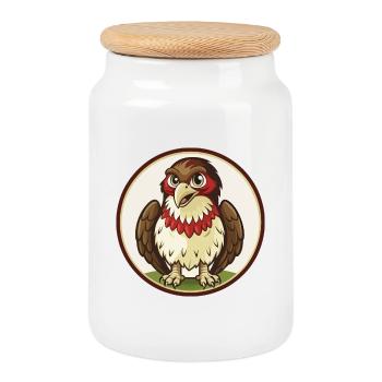 faucon coloré kawaii dessin animé personnage clipart animal de compagnie - Boîte à biscuits avec couvercle en bois - blanc - Devant