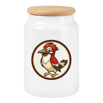 Jay Bird Bunte Kawaii Cartoon Figur Clipart - Keksdose mit Holzdeckel - Weiß - Vorne