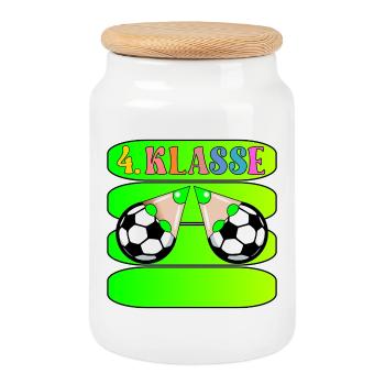 Grundschule 4. Klasse Fußball - Keksdose mit Holzdeckel - Weiß - Vorne