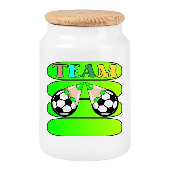 TEAM FOOTBALL TEAM NAME - Cookie Jar with Wooden Lid - white - Front