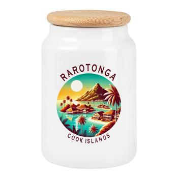 Parotonga Cook Islands Pacific trip - Cookie Jar with Wooden Lid - white - Front