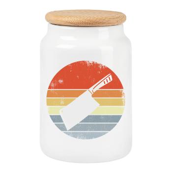 Couperet vintage - Boîte à biscuits avec couvercle en bois - blanc - Devant