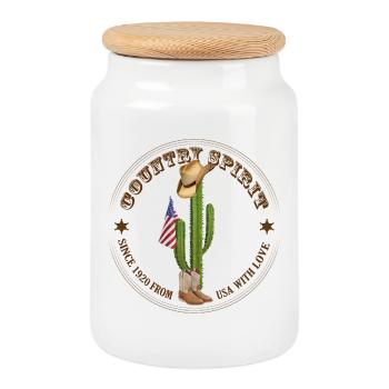 Country Spirit - Cookie Jar with Wooden Lid - white - Front