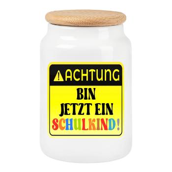 EINSCHULUNG SCHULKIND GRUNDSCHULE - Keksdose mit Holzdeckel - Weiß - Vorne