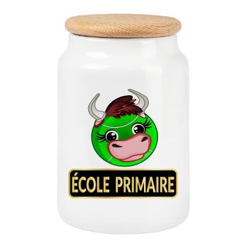 École Primaire Tennis - Boîte à biscuits avec couvercle en bois - blanc - Devant