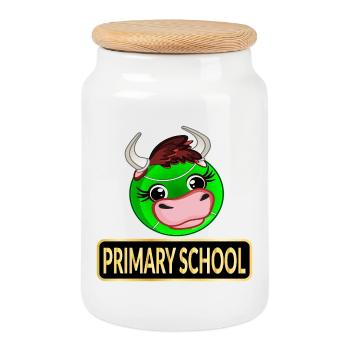 PRIMARY SCHOOL COW TENNIS - Cookie Jar with Wooden Lid - white - Front