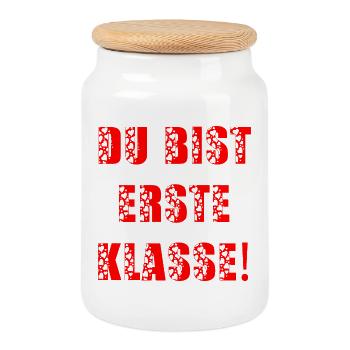 SCHULANFANG DU BIST ERSTE KLASSE - Keksdose mit Holzdeckel - Weiß - Vorne