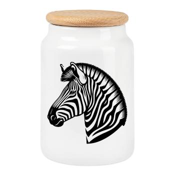 Zèbre - Boîte à biscuits avec couvercle en bois - blanc - Devant