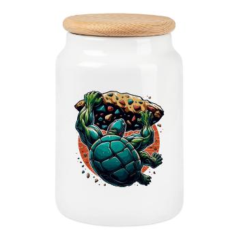 Bouldern Schildkröte Klettern Geschenk - Keksdose mit Holzdeckel - Weiß - Vorne