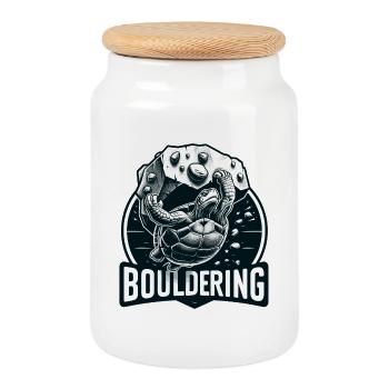 Bouldern Schildkröte Klettern Geschenk - Keksdose mit Holzdeckel - Weiß - Vorne