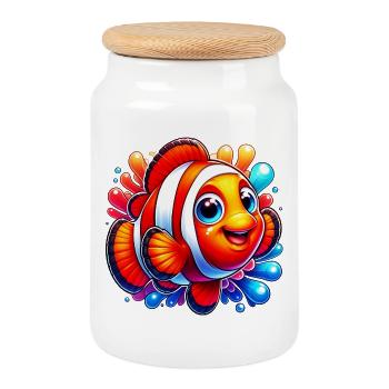 Clownfish - Cookie Jar with Wooden Lid - white - Front