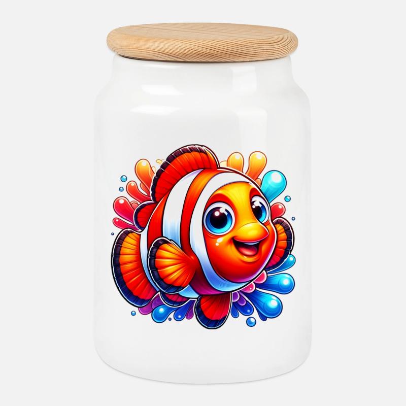 Clownfische - Keksdose mit Holzdeckel - Weiß