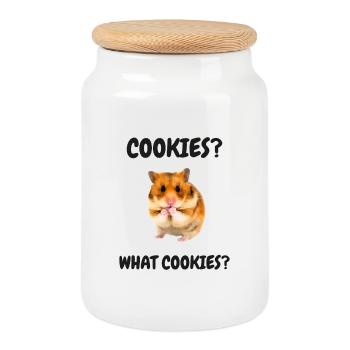 Hamster Meme Cookies Biscuits Snacking Hamster doré - Boîte à biscuits avec couvercle en bois - blanc - Devant