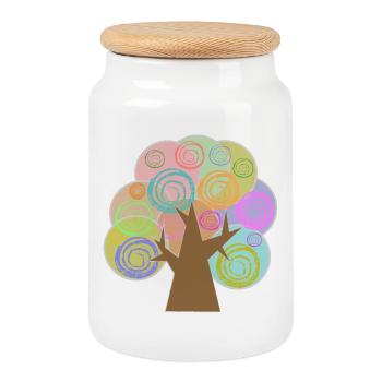 Arbre Minimaliste - Boîte à biscuits avec couvercle en bois - blanc - Devant