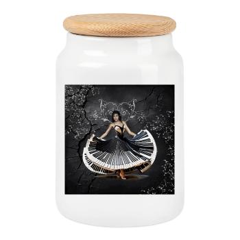 Femme dansant élégamment - Boîte à biscuits avec couvercle en bois - blanc - Devant