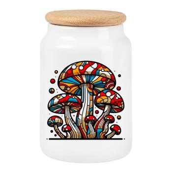 Champignons Fungo Funghi - Boîte à biscuits avec couvercle en bois - blanc - Devant