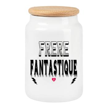 Frère Fantastique - Boîte à biscuits avec couvercle en bois - blanc - Devant