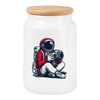 Astronaut Photographer: Kosmische Momente einfangen - Keksdose mit Holzdeckel - Weiß - Vorne