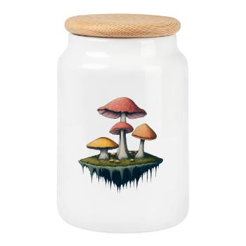 ENCHANTED MUSHROOM ISLAND - Cookie Jar with Wooden Lid - white - Front