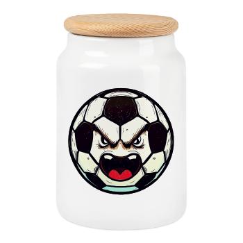 ballon de football - Boîte à biscuits avec couvercle en bois - blanc - Devant