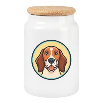 American English Coonhound Hunderasse Lustiger Cartoon - Keksdose mit Holzdeckel - Weiß - Vorne