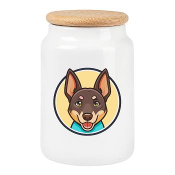 Australische Kelpie Hunderasse Cartoon Kawaii Clipart - Keksdose mit Holzdeckel - Weiß - Vorne