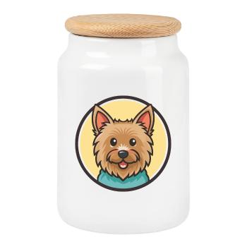Australian Terrier Hunderasse Cartoon Kawaii - Keksdose mit Holzdeckel - Weiß - Vorne