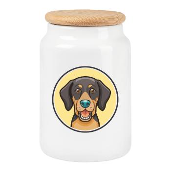 Österreichischer Black And Tan Hound Hunderasse Cartoon Haustier - Keksdose mit Holzdeckel - Weiß - Vorne