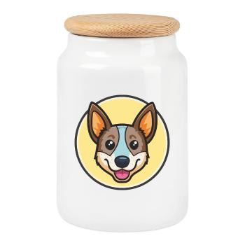 Australischer Stumpy Tail Cattle Dog Rasse Cartoon - Keksdose mit Holzdeckel - Weiß - Vorne