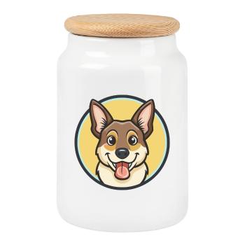 Barbado Da Terceira Dog Breed Funny Cartoon Kawaii - Cookie Jar with Wooden Lid - white - Front
