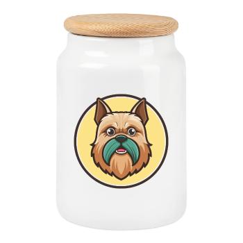 Belgische Griffon Hunderasse Cartoon Kawaii Clipart - Keksdose mit Holzdeckel - Weiß - Vorne