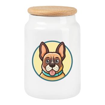 Braque Dupuy Chien Race Dessin animé Kawaii Clipart Animal de compagnie - Boîte à biscuits avec couvercle en bois - blanc - Devant