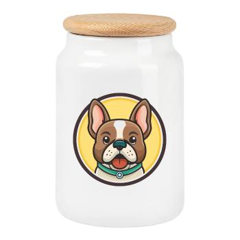 Braque du Bourbonnais Chien Race Dessin Animé Kawaii Pet - Boîte à biscuits avec couvercle en bois - blanc - Devant